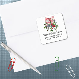 20 Cute Christmas Bouquet Return Address Sticker スクエアシール