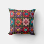  20 Daisy Floral Pillow Cover - Black Decorative  クッション (正面)