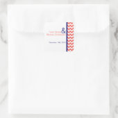 20 Favy Stickers Coral Navy Blue Chevronの名前 スクエアシール (バッグ)