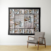 20 Photo Collageオプション文字- – 黒い背景 タペストリー (インサイチュ(横))