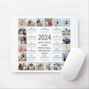 20 Photo Collage 2024年At A Glanceカレンダー マウスパッド