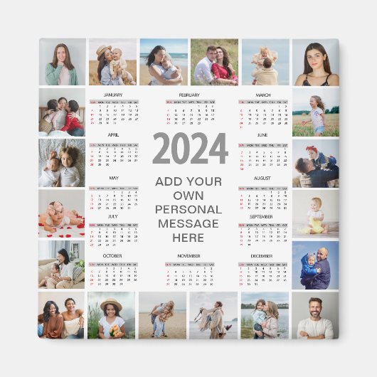 20 Photo Collage 2024年At A Glanceカレンダー マグネット (正面)