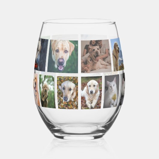 20 Photo Collage Personalized ステムなしワイングラス (裏面)