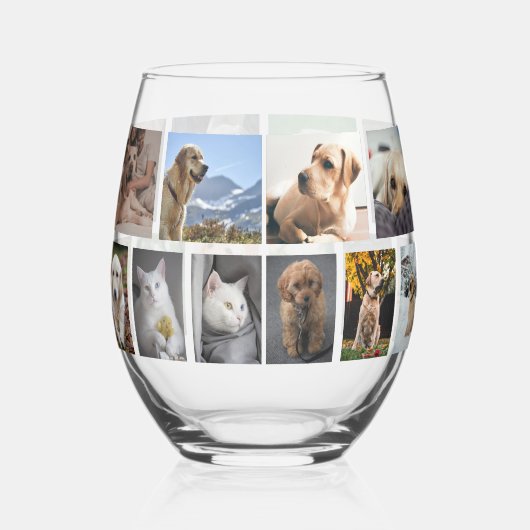 20 Photo Collage Personalized ステムなしワイングラス (右)
