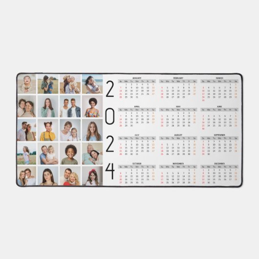 20 Photo Collage US 2024年At A Glanceカレンダー デスクマット (正面)