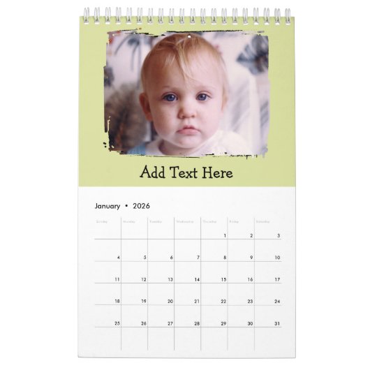 20 photo personalized text Calendar カレンダー (1月 2026)