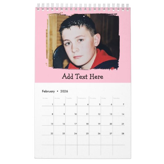 20 photo personalized text Calendar カレンダー (2月 2026)