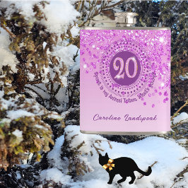 20 & Pinkグリッター&飲酒引用文 フラスク