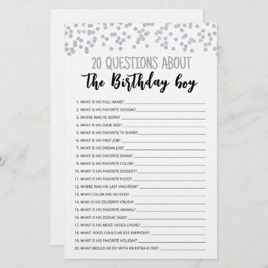 20 Questions About The Body Editable Game (正面/裏面)