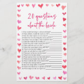20 Questions About The Bride Bridal Shower Game  便箋 (正面)