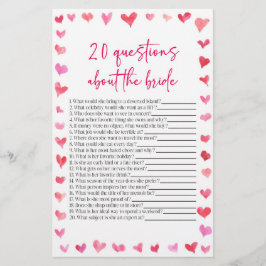 20 Questions About The Bride Bridal Shower Game  便箋