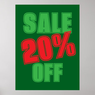 20% Sale Sign, Green and Red Christmas Sale  ポスター