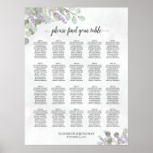 20 Table Wedding Seating Chart Lavender Eucalyptus ポスター (正面)