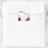 20 Thank Youステッカー白バラ金ゴールド幾何学的 スクエアシール (バッグ)