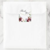 20 Thank Youステッカー白バラ金ゴールド幾何学的 スクエアシール (バッグ)