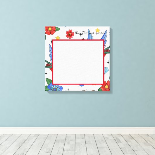 20"x20"シグネチャーキャンバスバ伝統的ードタトゥーS キャンバスプリント (インサイチュ (ウッドフロア))