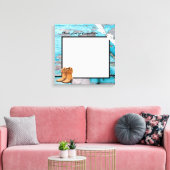 20"x20"シグネチャーキャンバスブルーウッドバーンドアブーツ キャンバスプリント (インサイチュ (リビング))