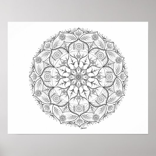 20" x 16"、Mandala Dot Work Poster（マット） ポスター (正面)