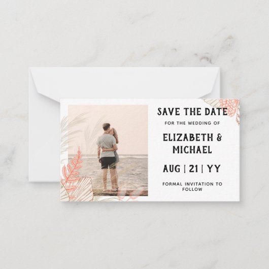 20 x BUDGET写真日パンパ救ス・グラス・サンゴ ノートカード (正面)