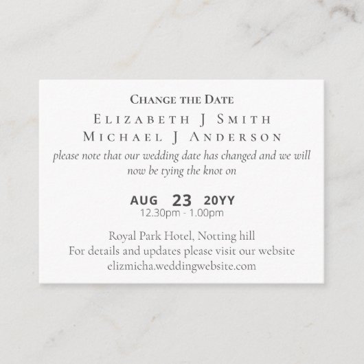 20 x PHOTO延期の変更ENVLを含む。 アドバイスカード (正面)