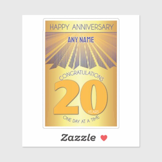 20 Year | Golden Ray 12 Step CUSTOM NAME シール (シート)