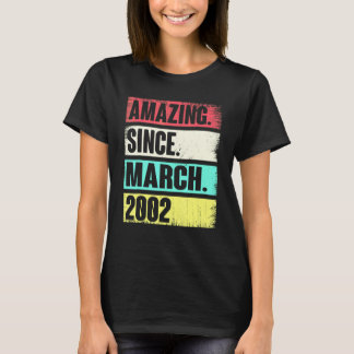 20 Year Old  Amazing Since March 2002  20th Birthd Tシャツ