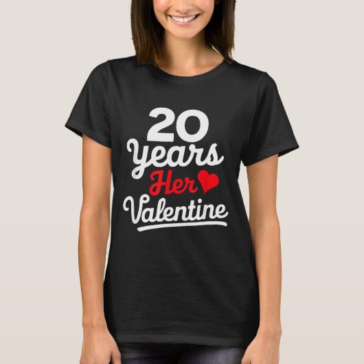 20 Years Her Valentine _ Anniversary Couples Valen Tシャツ (正面)