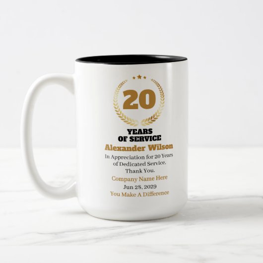 20 Years of Service Employee Appreciation – Custom ツートーンマグカップ (左)