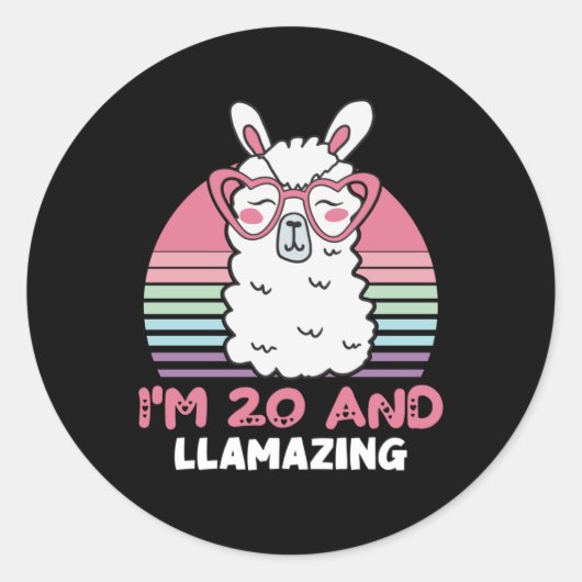 20 Years Old Bday Llamazing 20th Birthday Llama ラウンドシール (正面)