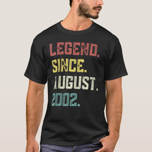 20 Years Old Legend Since August 2002 20th Birthd Tシャツ (正面)