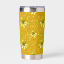 20oz フラワーひまわりタンブラー ステンレス製トラベルマグ