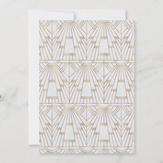 20sフルーア王室のデリスアールデコ金ゴールドホワイト結婚ズ 招待状 (裏面)