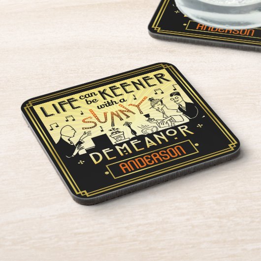 20sレトロアールデコサニーの態度名前をカスタムする コースター (左側)