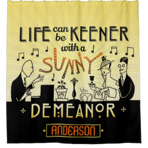 20sレトロアールデコサニーの態度名前をカスタムする シャワーカーテン