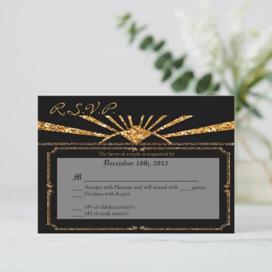 20s GATSBをとどろく3x5 R.S.V.P.の応答カードアールデコ 出欠カード (スタンド正面)