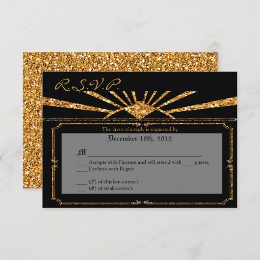 20s GATSBをとどろく3x5 R.S.V.P.の応答カードアールデコ 出欠カード (正面/裏面)