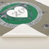 20thエメラルドグリーン&グレーハートエンブレム シェルパブランケット (3/4)