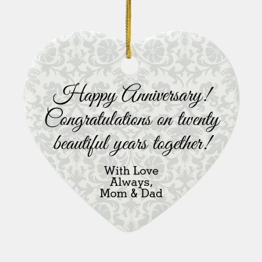 20thエメラルドダマスク結婚記念日 – カスタム セラミックオーナメント (裏面)