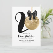 20thバースデーパーティーケーキポップ・アートの金ゴールドブラック 招待状 (スタンド正面)