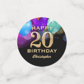 20thバースデーパーティーブラックと金ゴールド紙吹雪 コンフェッティ (スモール正面)