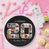 20thバースデーパーティー写真コラージブラック ペーパープレート (パーティー)