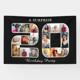 20thバースデーパーティー写真コラージブラック 横断幕