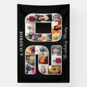 20thバースデーパーティー写真コラージブラック 横断幕 (縦)