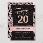 20thバースデーパーティー – バラ金ゴールドブラック 招待状 (正面/裏面)