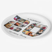 20th誕生日パーティー写真コラージホワイト ペーパープレート (アングル)