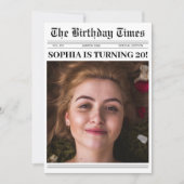 20th誕生日パーティー新聞カバー写真 招待状 (正面)