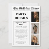 20th誕生日パーティー新聞カバー写真 招待状 (裏面)