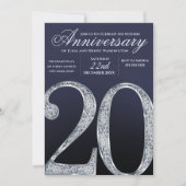 20th Anniversary Diamond Silver Dark Blue Years 招待状 (正面)