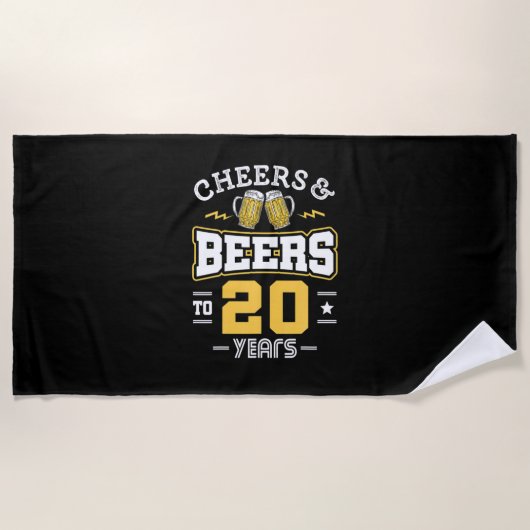 20Th Birthday Cheers And Beers Birthday ビーチタオル (正面)