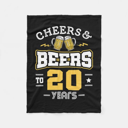 20Th Birthday Cheers And Beers Birthday フリースブランケット (正面)